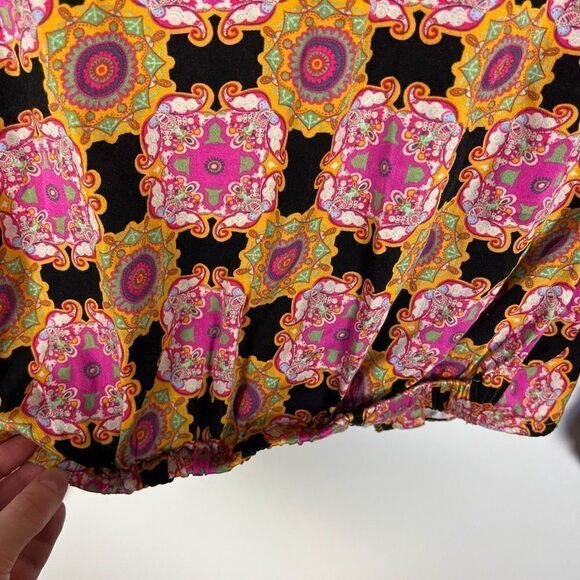 Haute Hippie Long Sleeve Collared Blouse Top Colorful Psychedelic Pattern size S - Picture 8 of 11